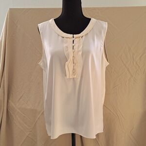 Talbot's Sleeveless Stretch Silk Blouse, Cream, Size:16